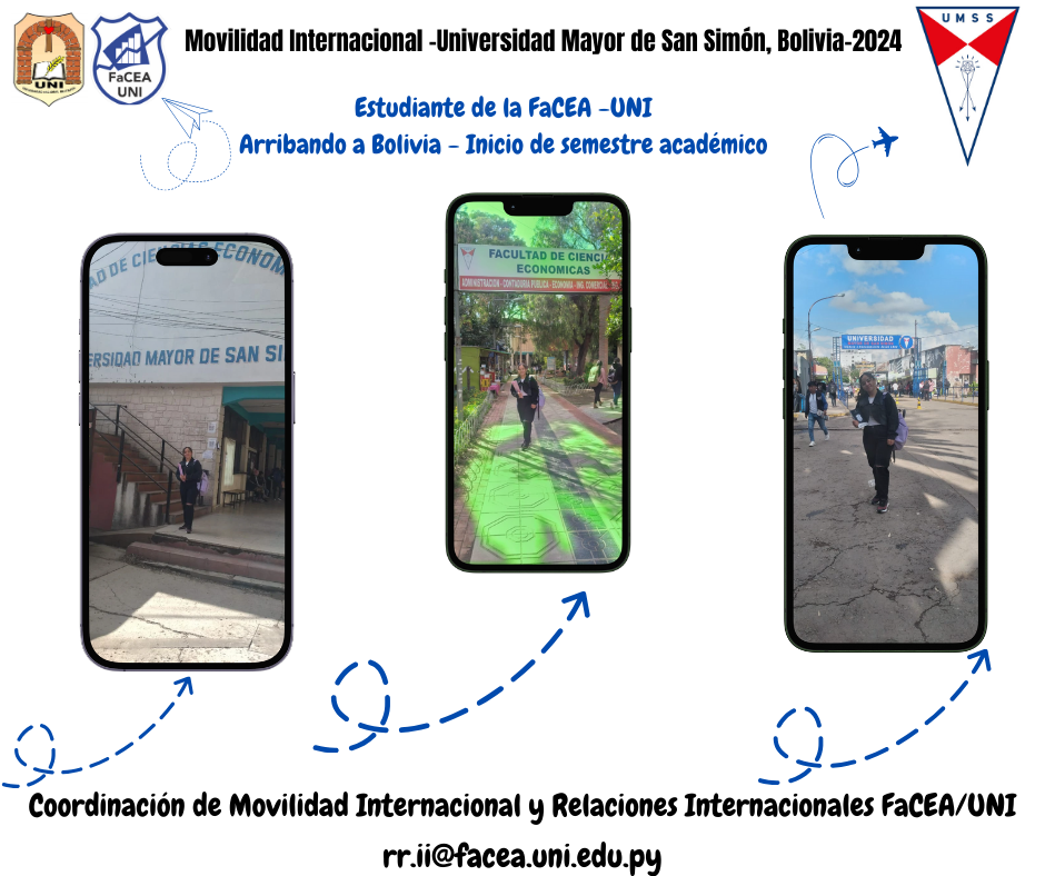 Estudiante de la FaCEA/UNI inicia sus actividades académicas en una universidad boliviana
